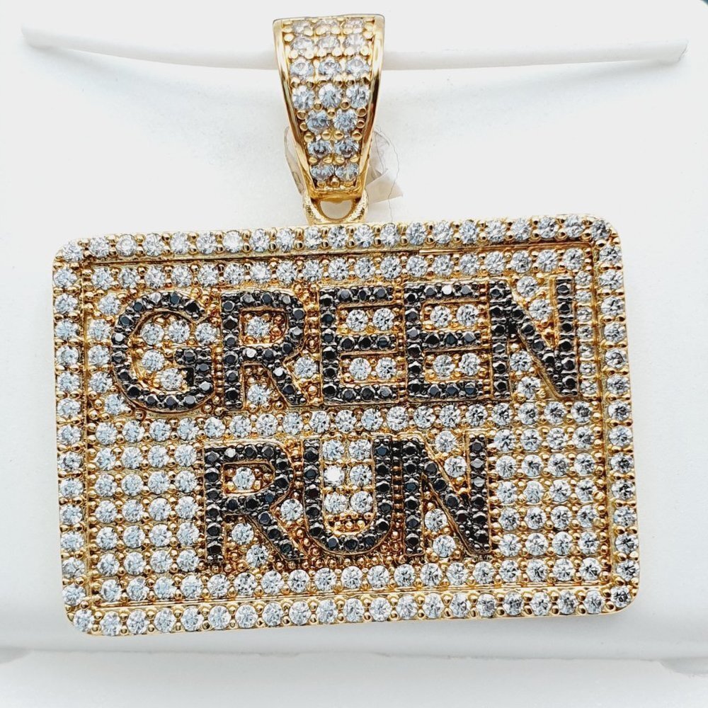 "14K Gold Plated Cubic Zircon Pendant, INUS1BR218